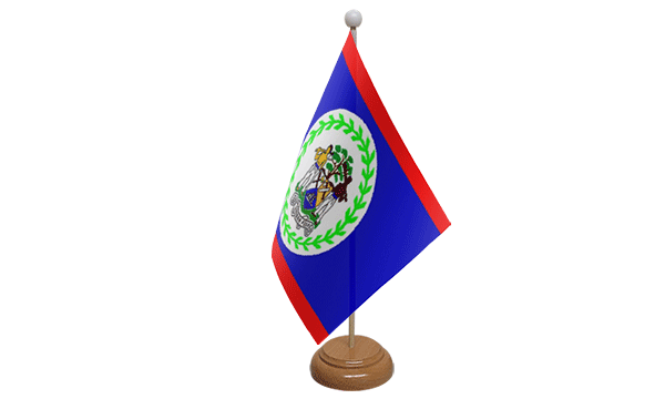 Belize Small Flag with Wooden Stand